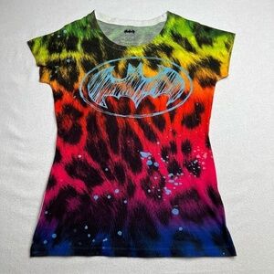 DC ComicsBatman Women's Bright Colored Animal Print‎ Short Sleeve T-shirt Size L